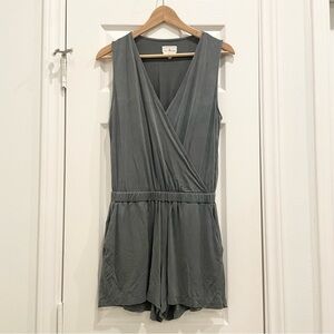 Lou & Grey Fluid Cupro Romper, XS, Sea Rock Green